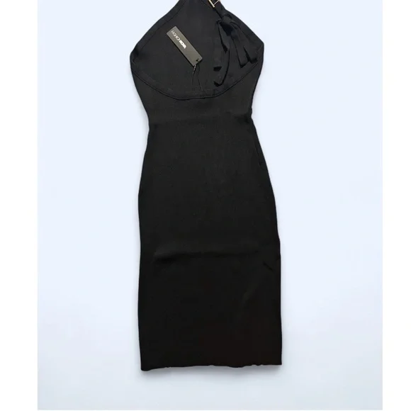 Fashion Nova NWT Women’s Kaylene Halter Sweater Midi Dress - Black - Size XL - Picture 6 of 7